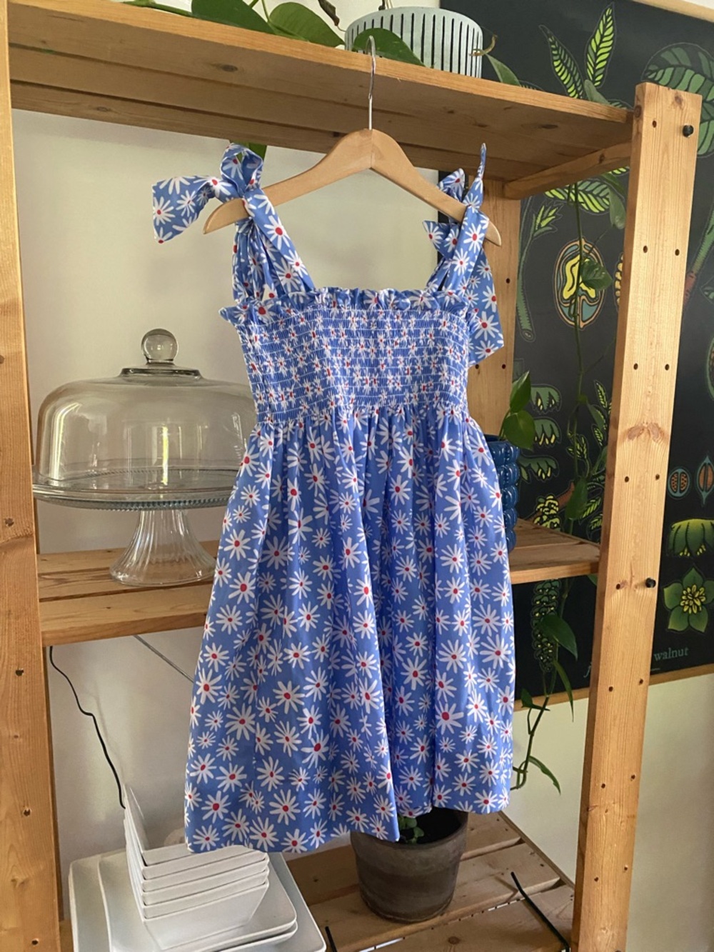 Cecil and Lou Blue Daisy Smocked Tie Shoulders Sun Dress 5t - Picture 5 of 12